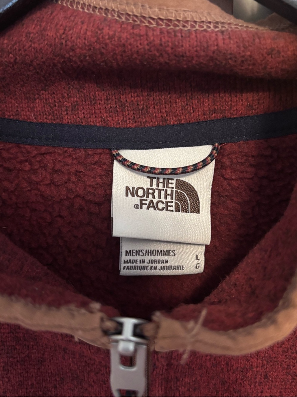 The North Face Men's Burgundy and Tan Fleece Jacket - Picture 3 of 5